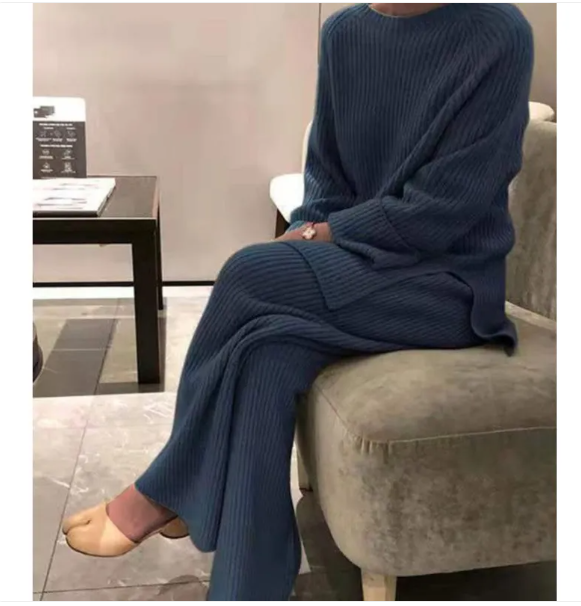 Women's Ribbed Knit Jumper & Trouser Co-ord Set
