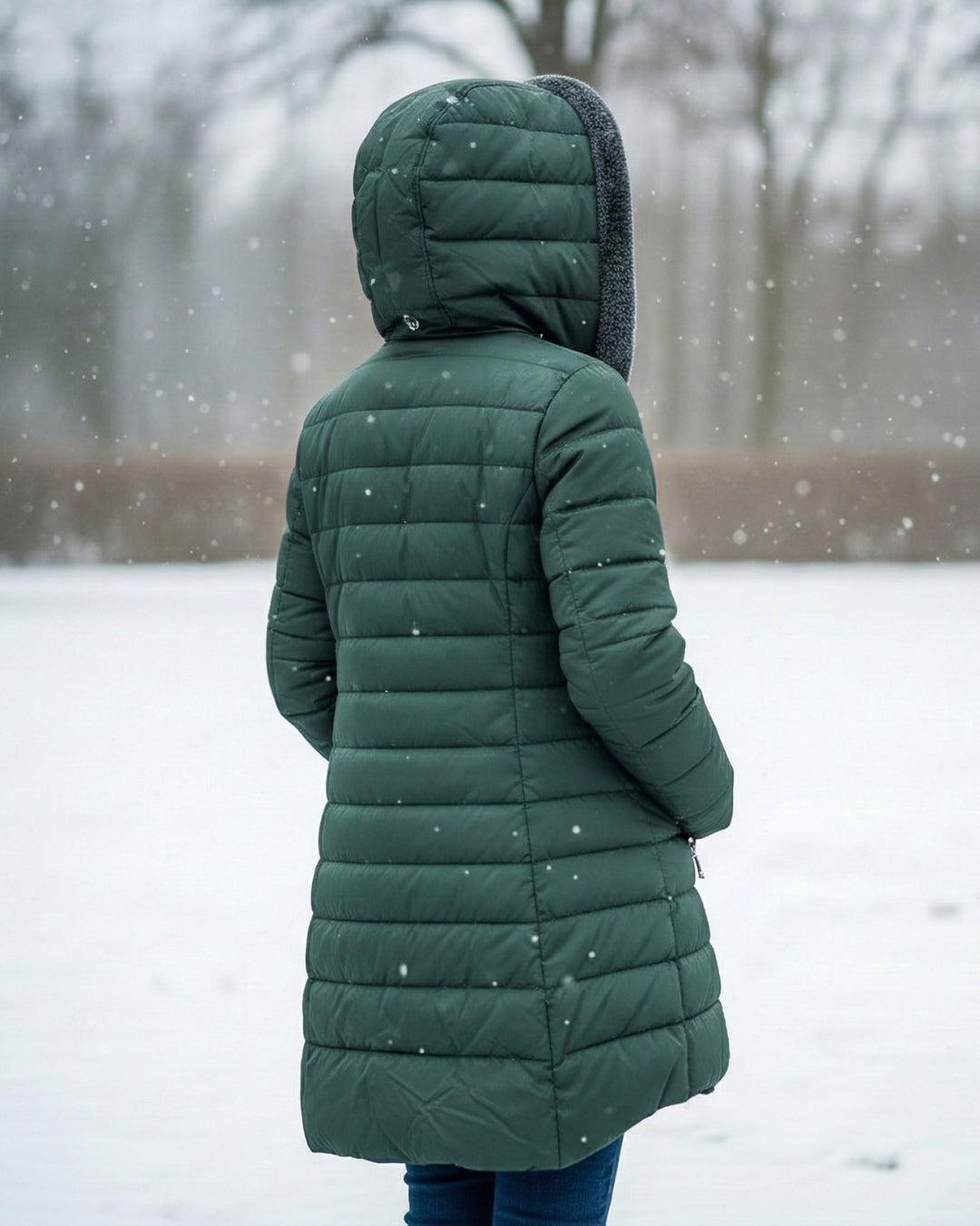 Women's Fleece-Lined Hooded Puffer Jacket – Cosy Winter Coat
