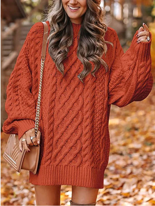 Women's Chunky Cable Knit Jumper Dress – Oversized Jumper
