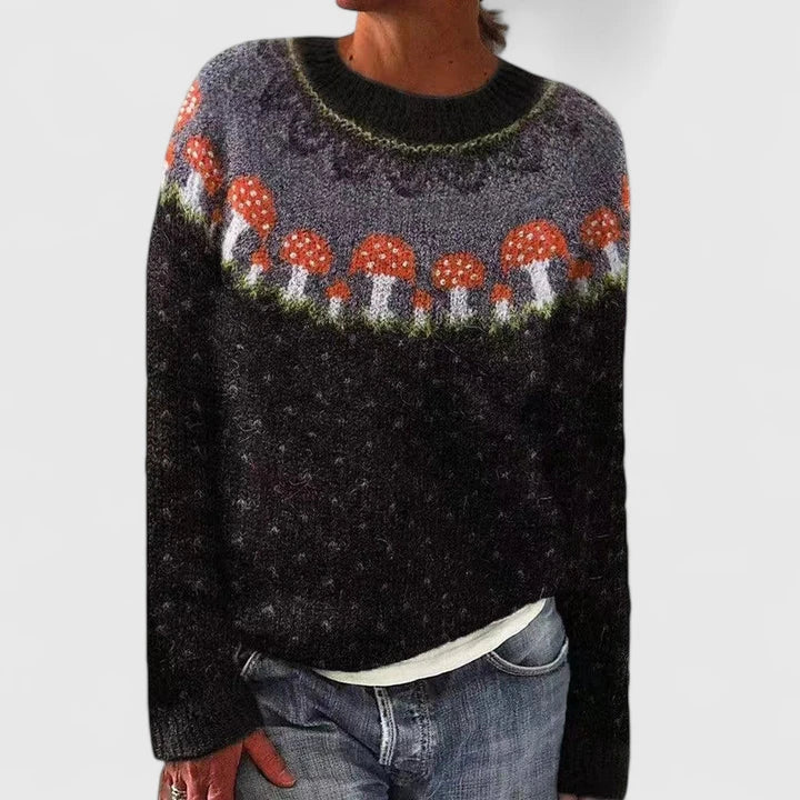 Women's Fair Isle Fuzzy Knit Crew Neck Jumper
