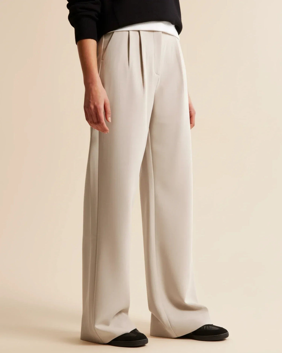 Women's Wide Leg Trousers – Pleated High-Waist Tailored