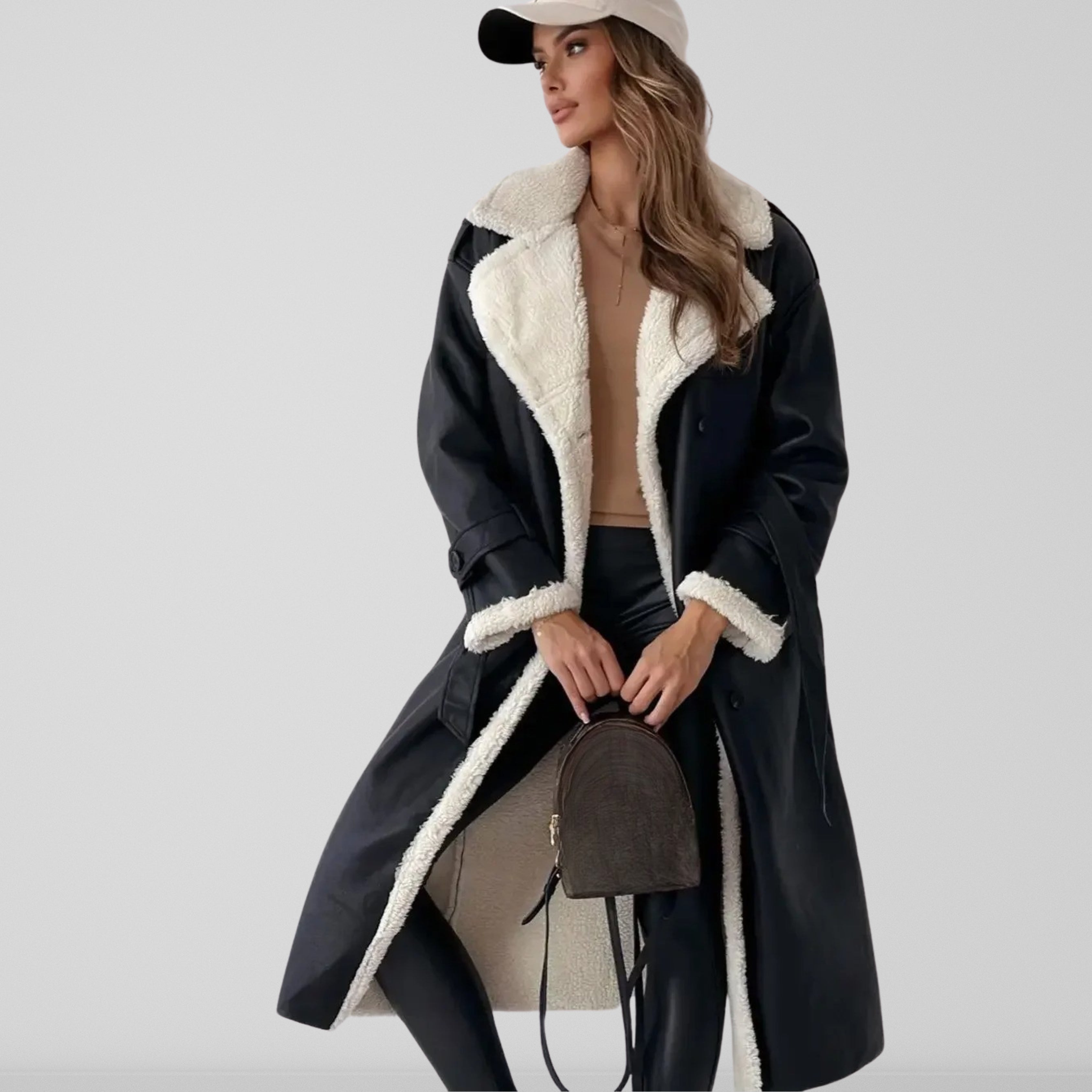 Women's Double-Breasted Trench Coat – Sherpa Lined Winter Coat