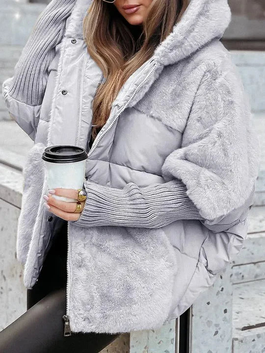 Women's Faux Fur Puffer Jacket – Hooded Oversized Winter Coat