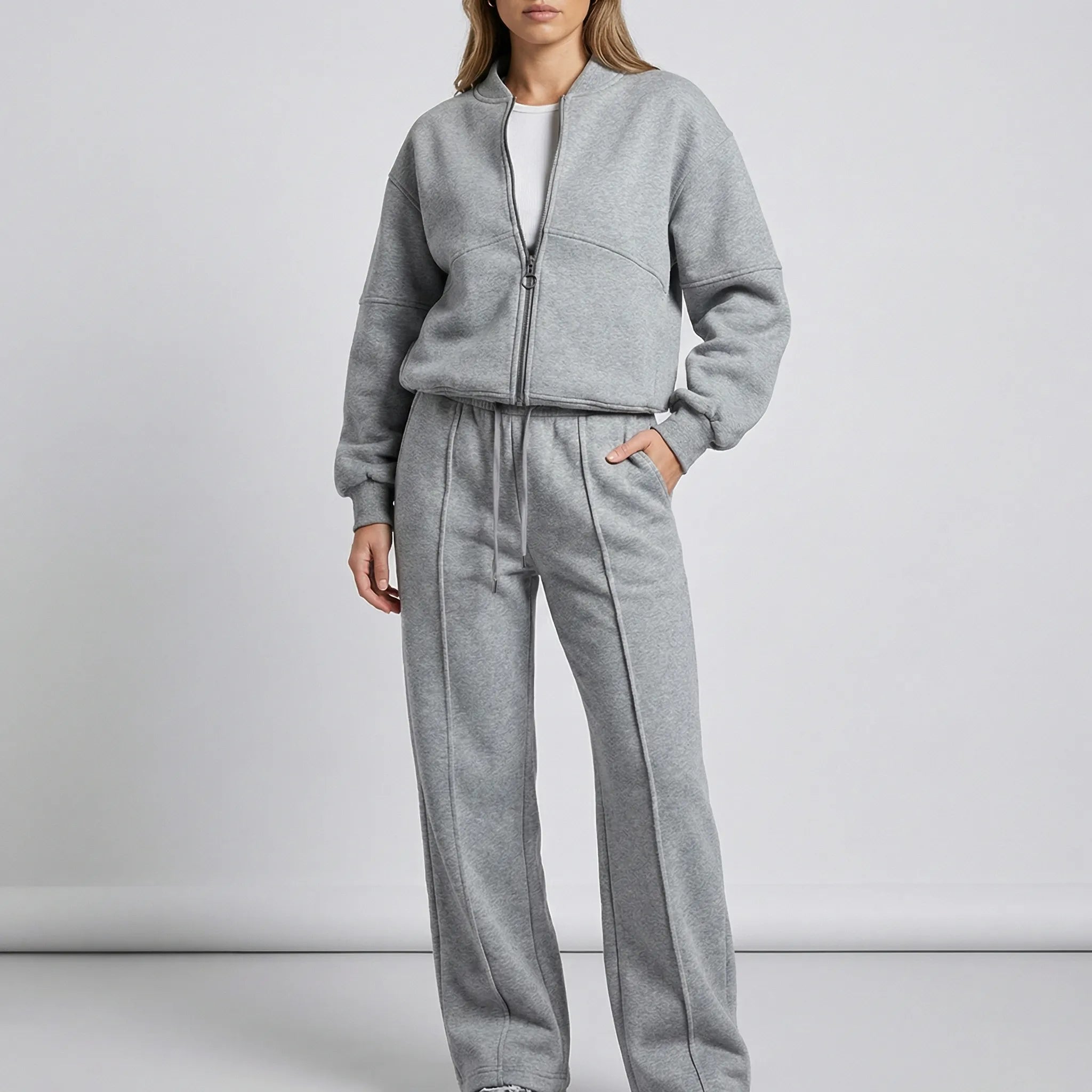 Women's Bomber Jacket & Wide Leg Trousers Co-ord Set