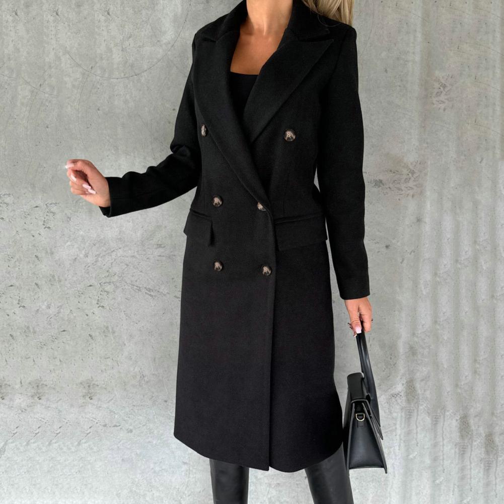 Women's Wool-Blend Longline Coat – Double-Breasted