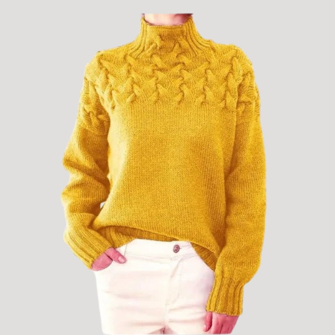 Women's Cable Knit Turtleneck Jumper – Chunky Mock Neck Pullover