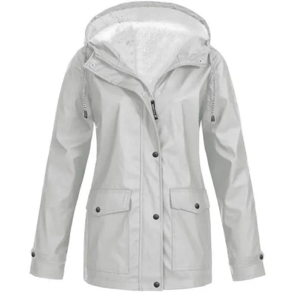 Women's Fleece-Lined Hooded Jacket – Waterproof Windproof Coat