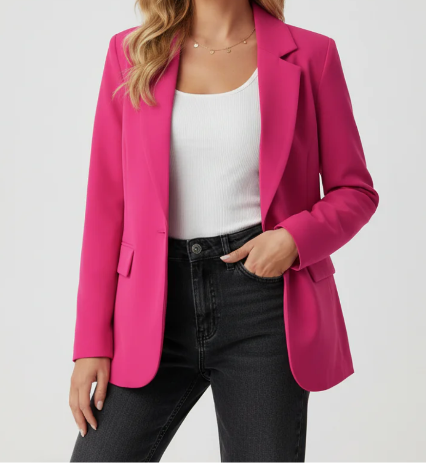 Women's Tailored Blazer – Single Breasted Notch Lapel Blazer Jacket
