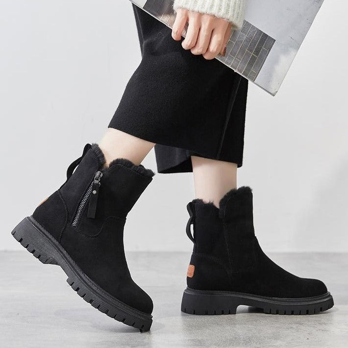Women's Suede Shearling-Lined Ankle Boots – Anti-Slip Winter