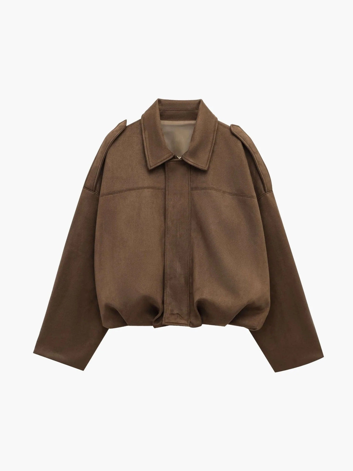 Women's Faux Suede Bomber Jacket – Collar Cropped Zip Jacket