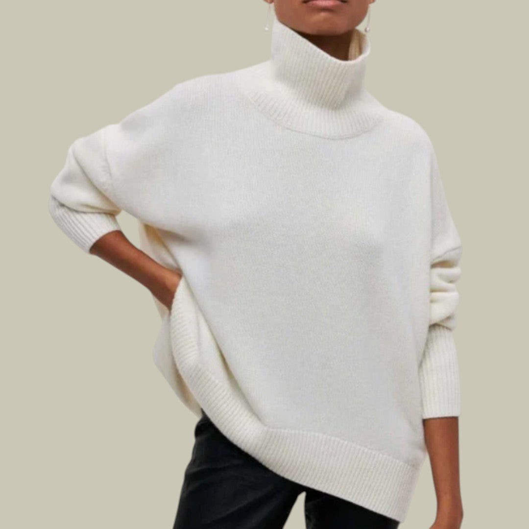 Women's Oversized Roll Neck Jumper – White