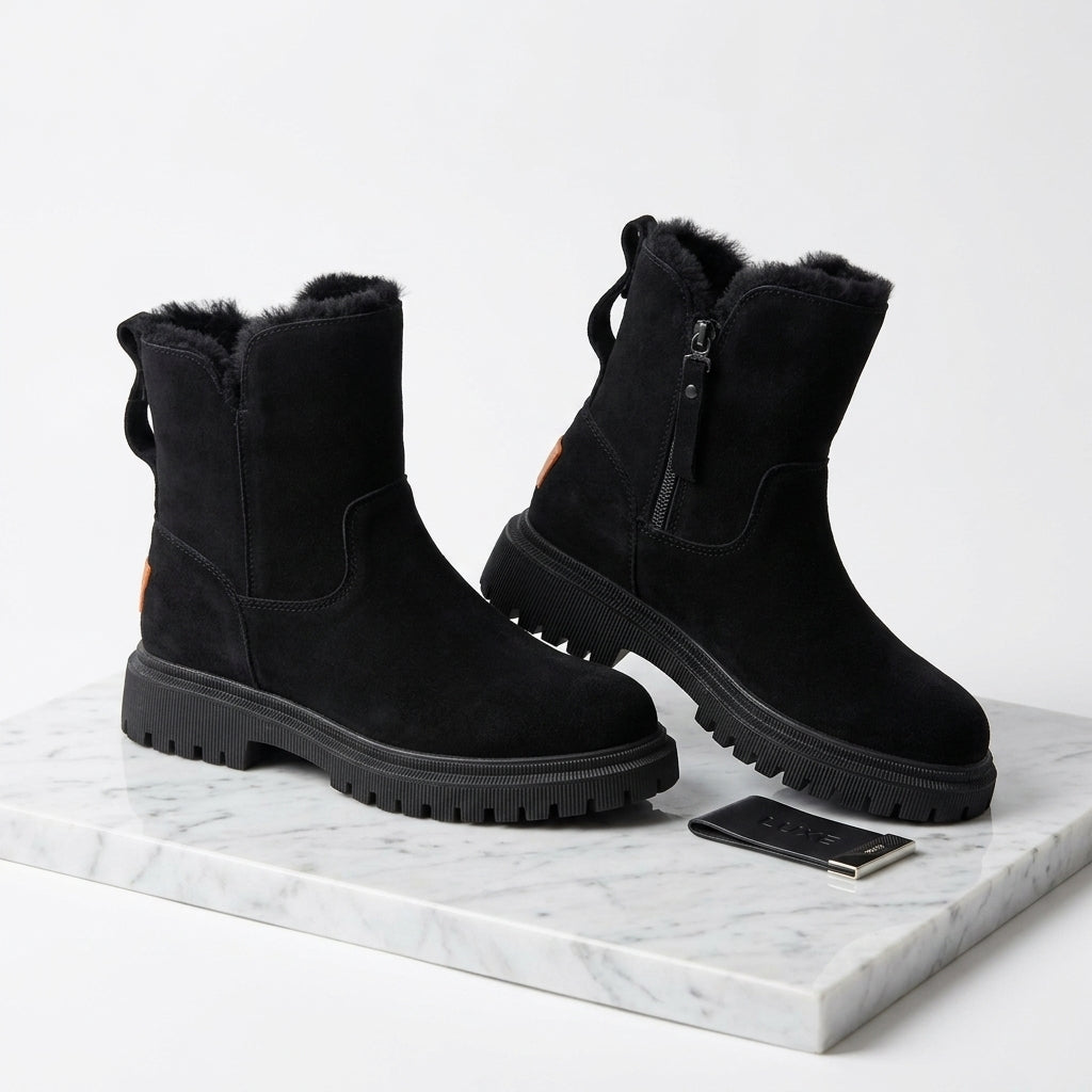 Women's Suede Shearling-Lined Ankle Boots – Anti-Slip Winter