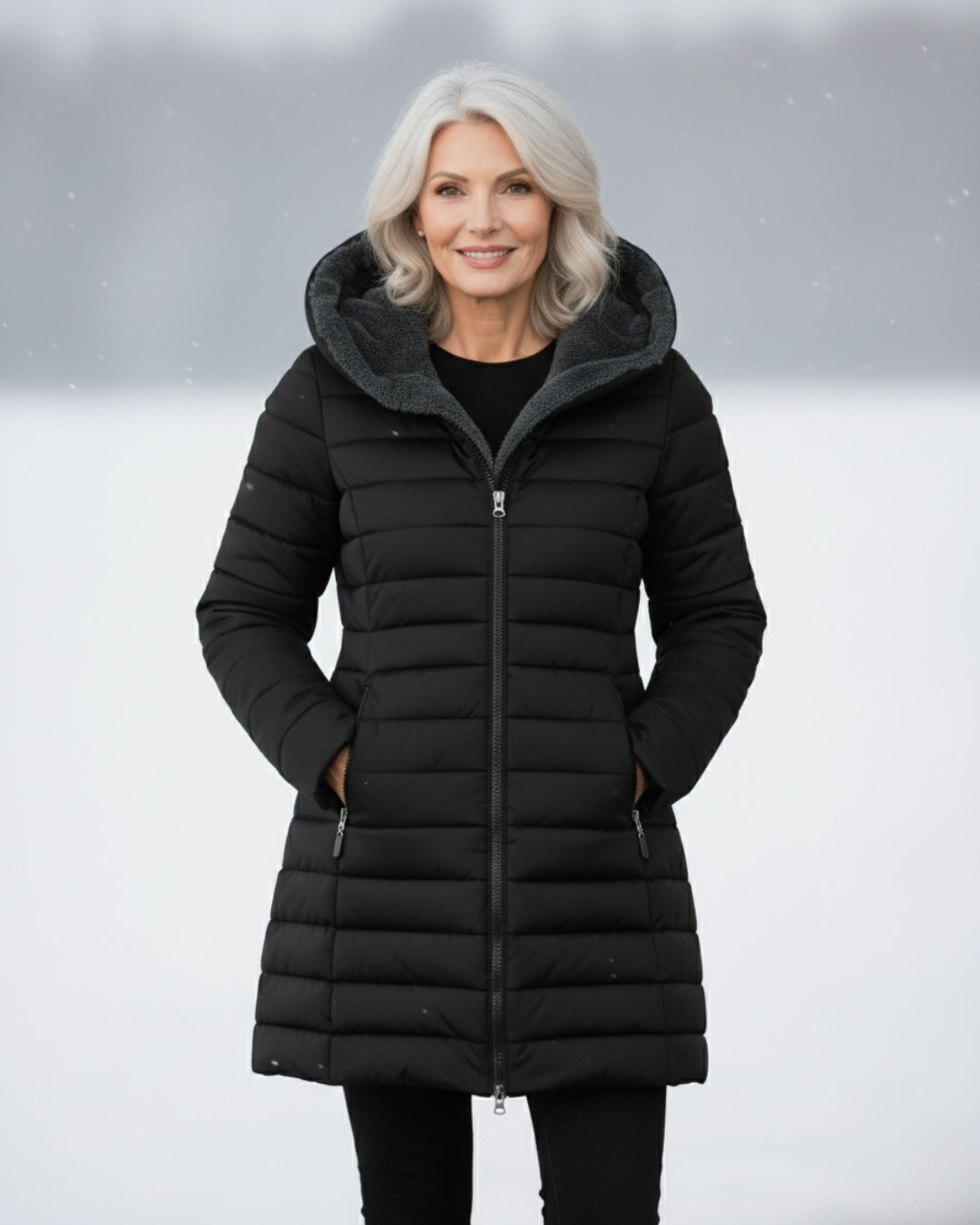 Women's Fleece-Lined Hooded Puffer Jacket – Cosy Winter Coat