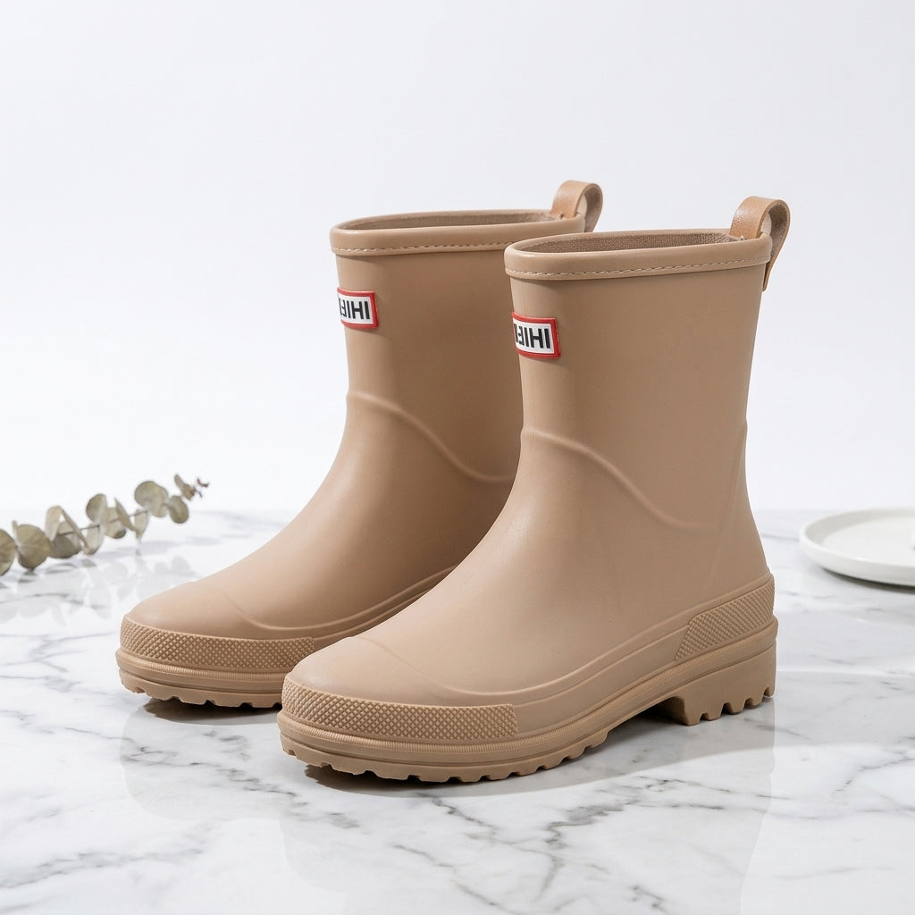 Women's Waterproof Mid-Calf Rain Boots with Non-Slip Sole