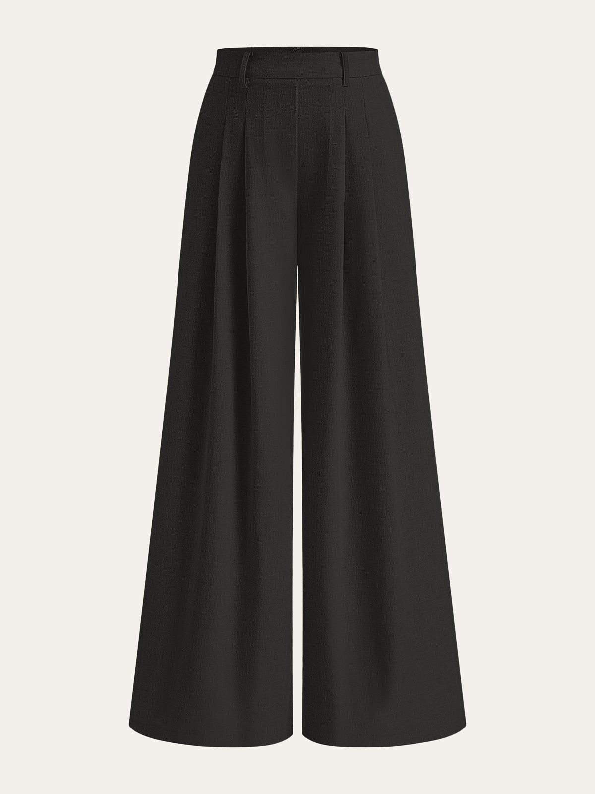 Women's Wide Leg Linen-Blend Trousers – High-Waist Pleated