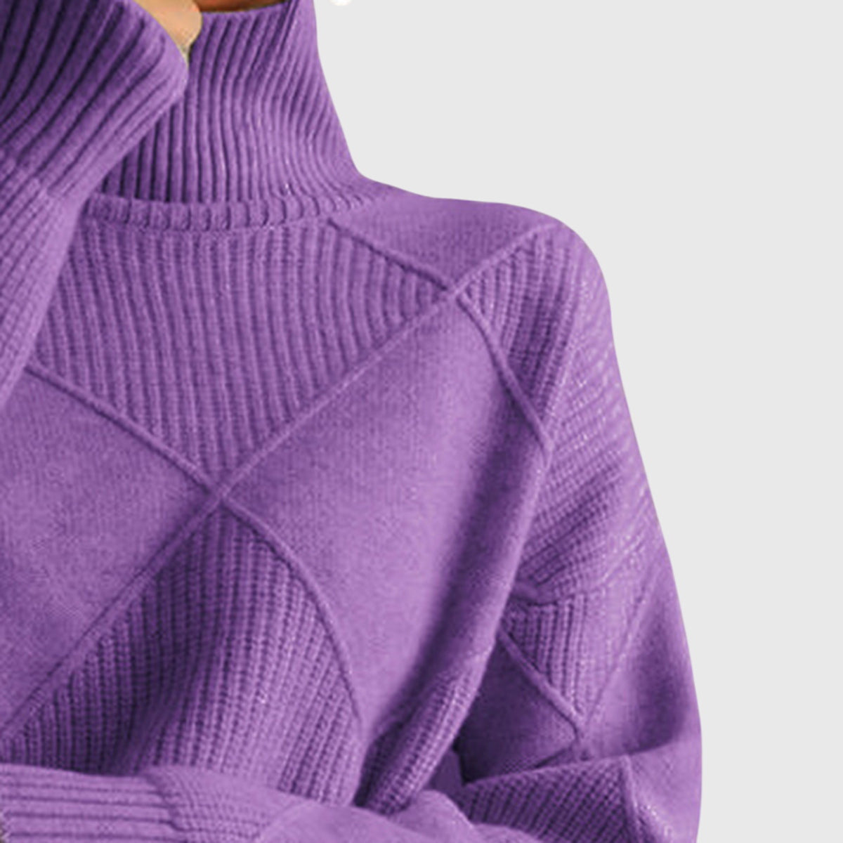 Women's Roll Neck Jumper – Diagonal Seam Oversized Knit