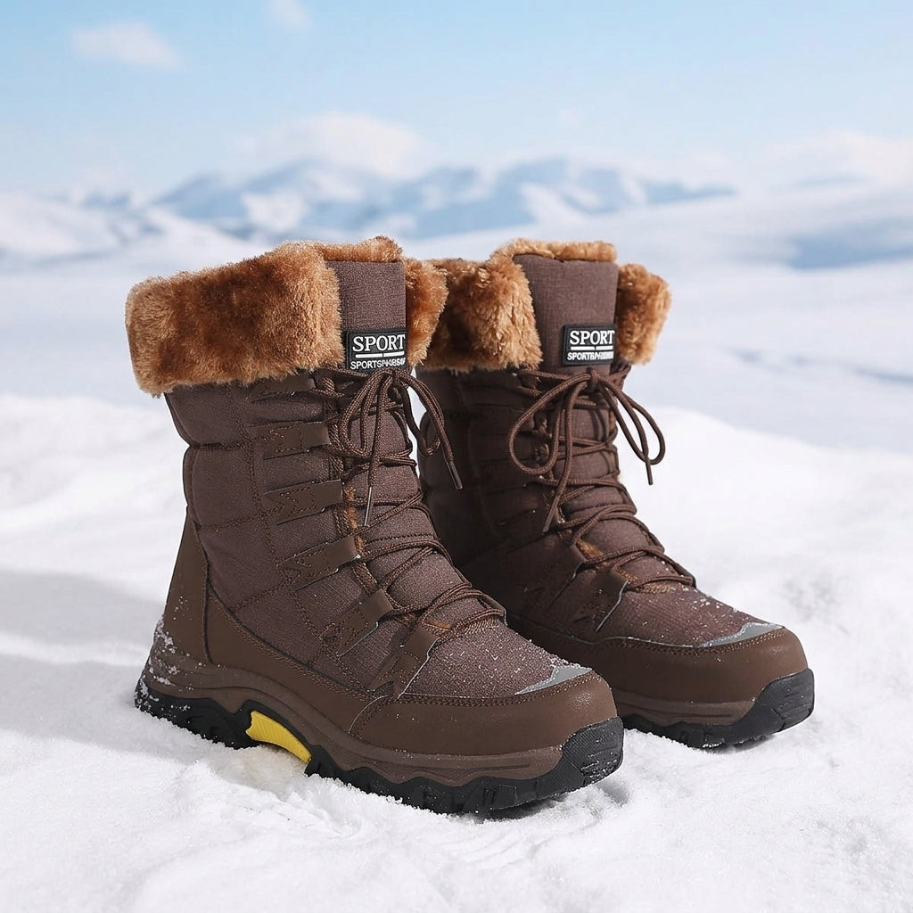 Women's Fur-Lined Winter Boots – Waterproof Lace-Up