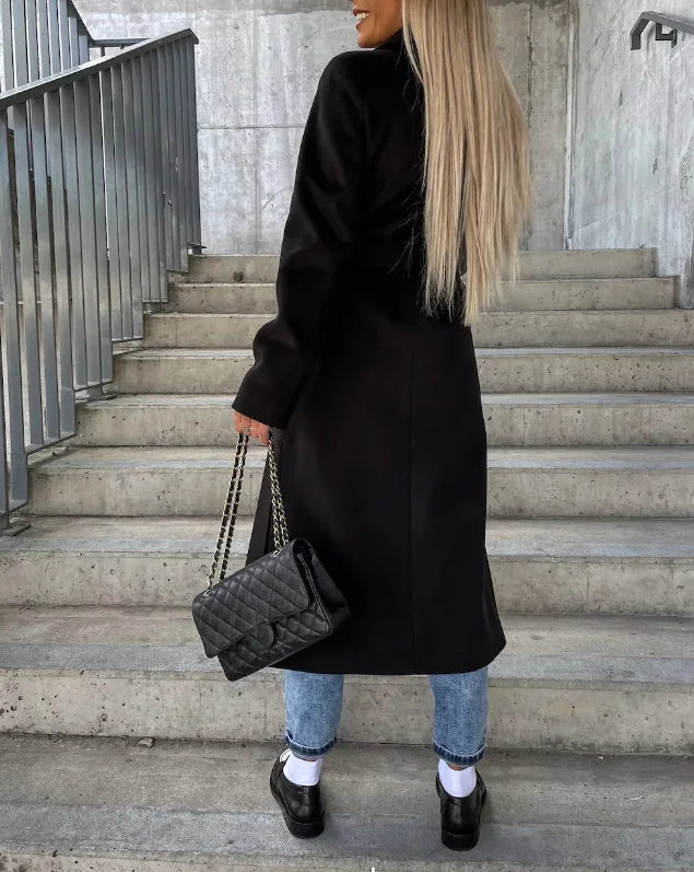Women's Belted Wool-Blend Long Coat