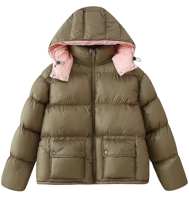 Women's Oversized Hooded Puffer Jacket – Quilted Winter Padding