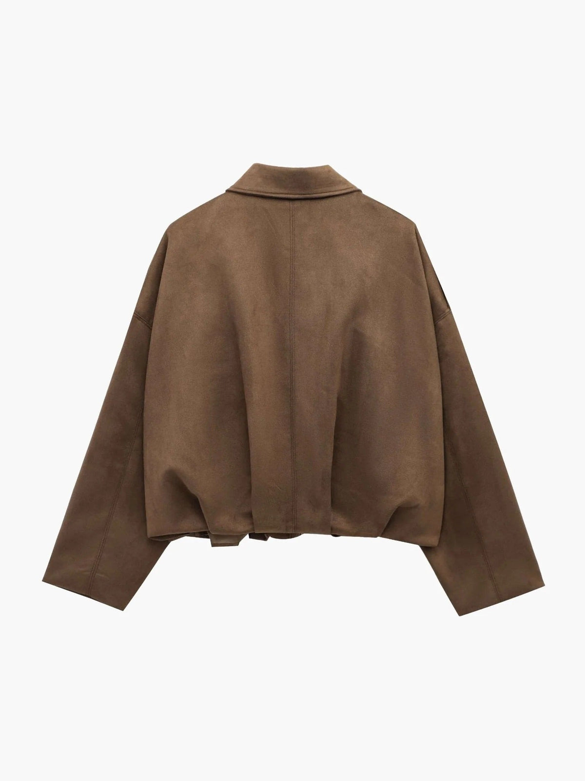 Women's Faux Suede Bomber Jacket – Collar Cropped Zip Jacket