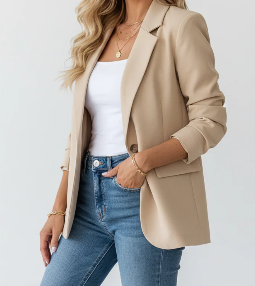 Women's Tailored Blazer – Single Breasted Notch Lapel Blazer Jacket