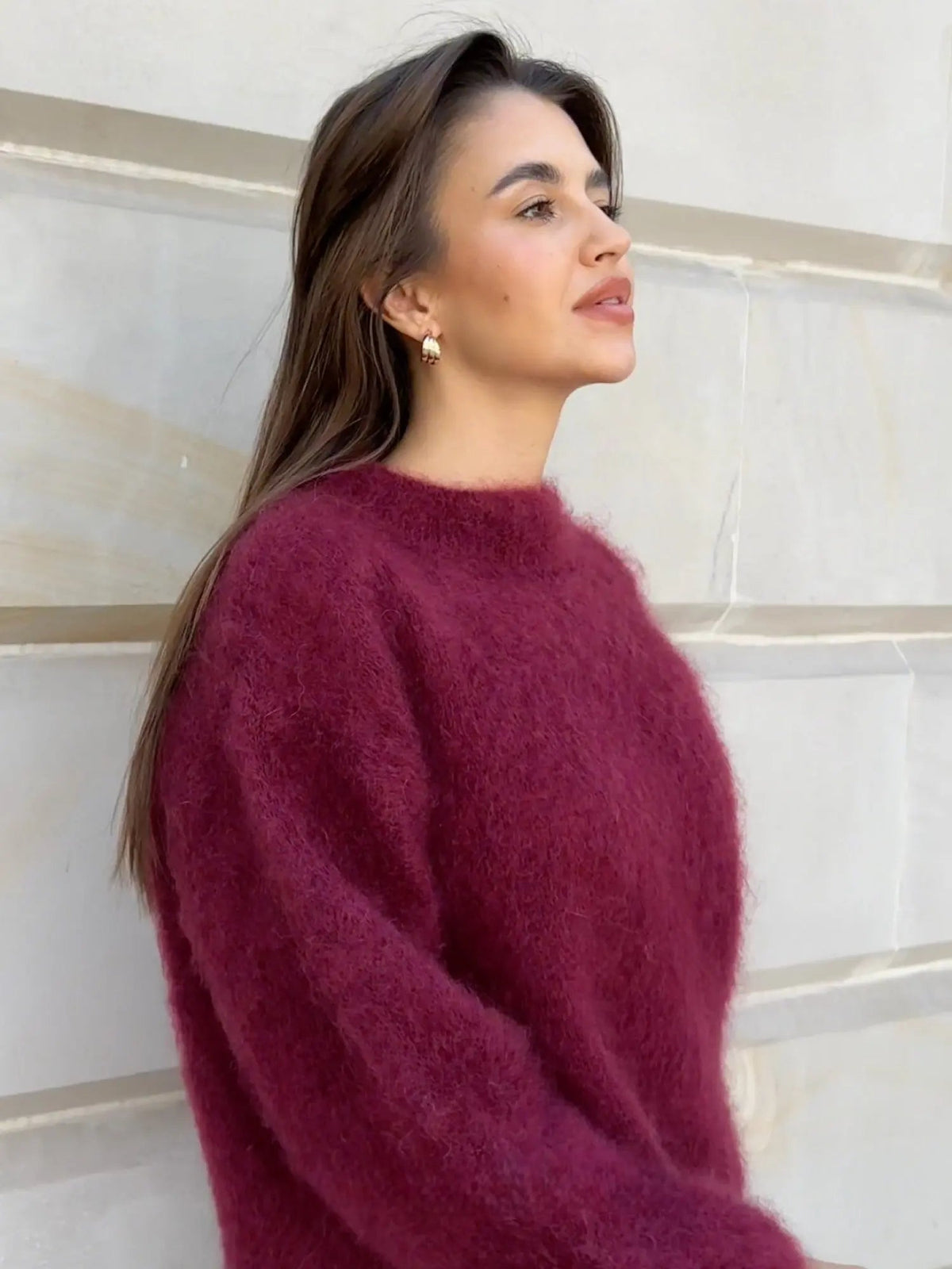 Women's Grey Oversized Mohair Jumper – Cosy Knit