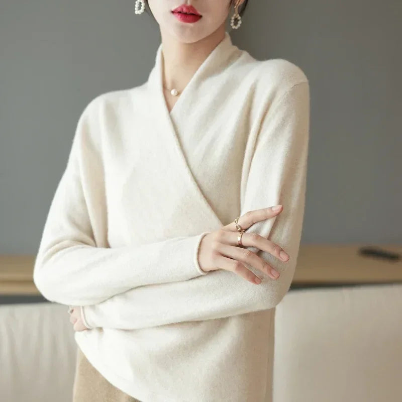 Women's V-Neck Knit Wrap Jumper