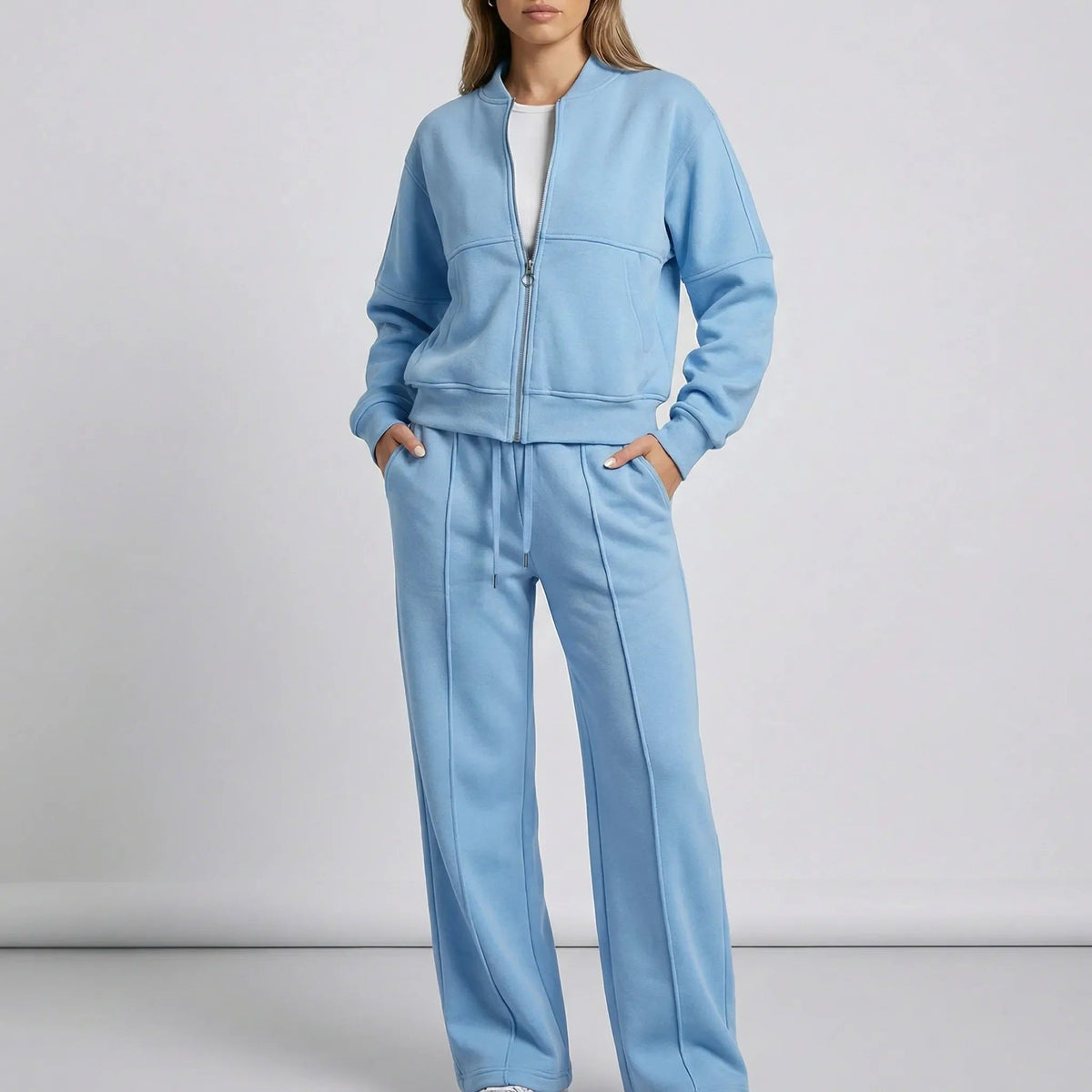 Women's Bomber Jacket & Wide Leg Trousers Co-ord Set