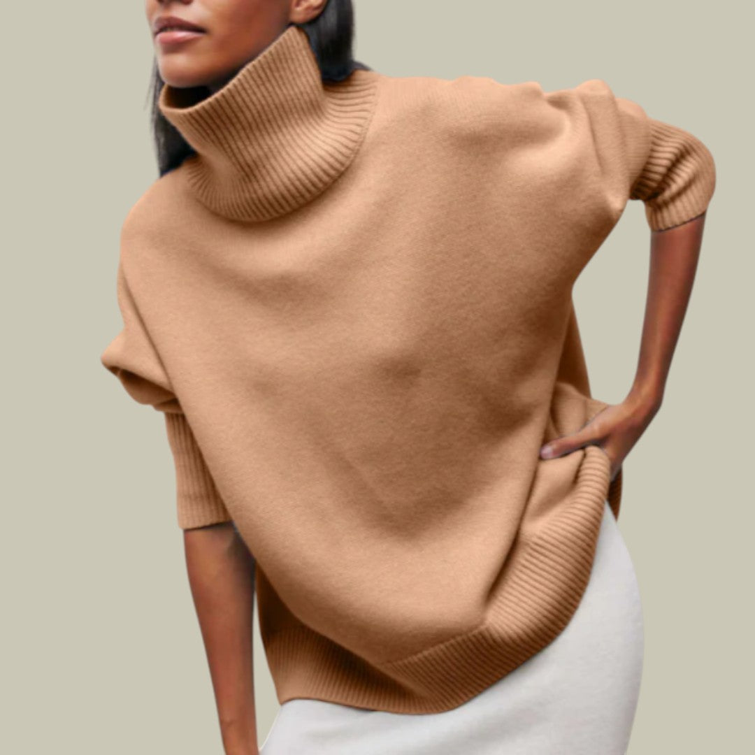 Women's Oversized Roll Neck Jumper – Khaki