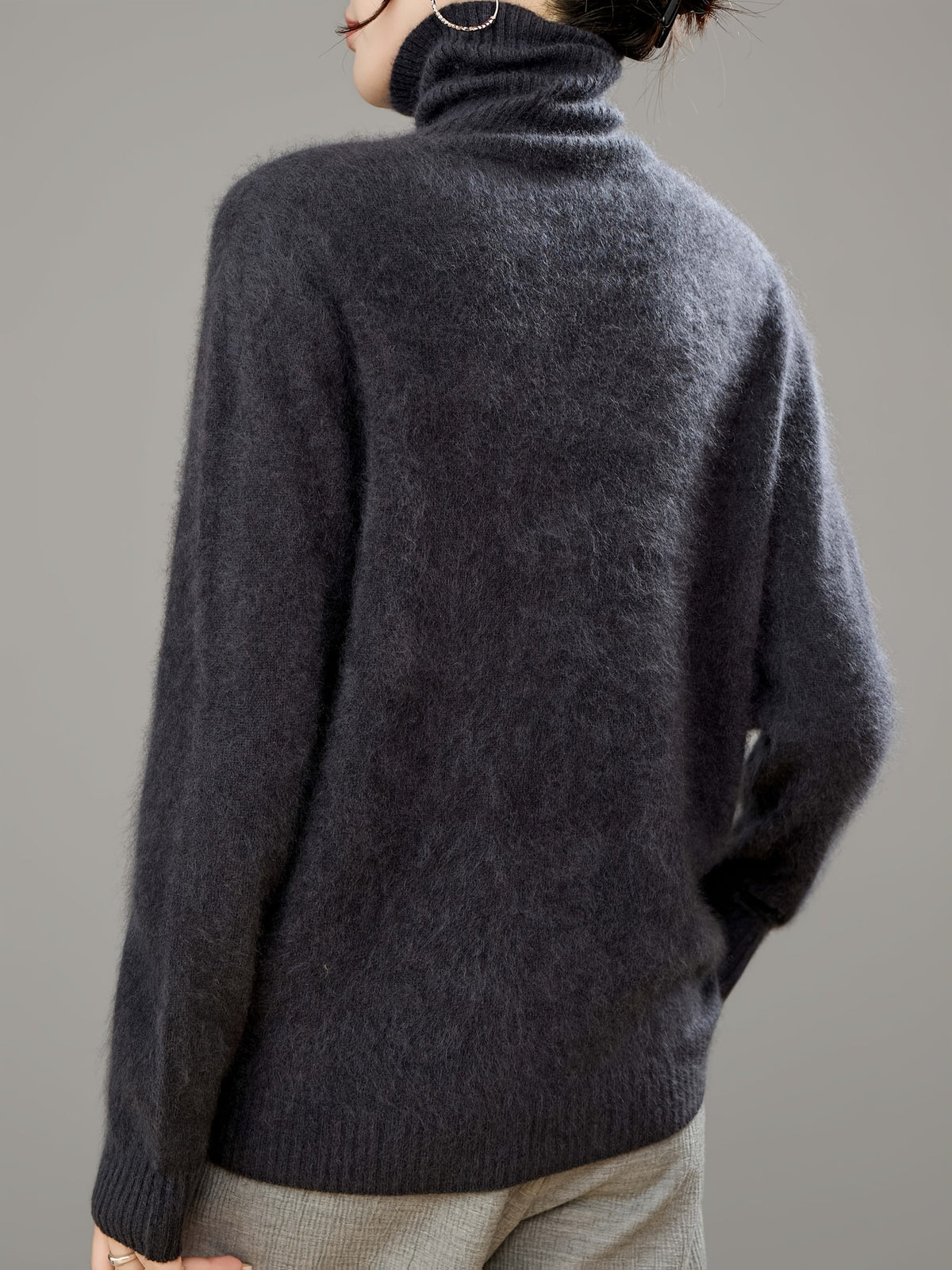 Women's Brushed Soft Turtleneck Jumper – Wool Blend Knit