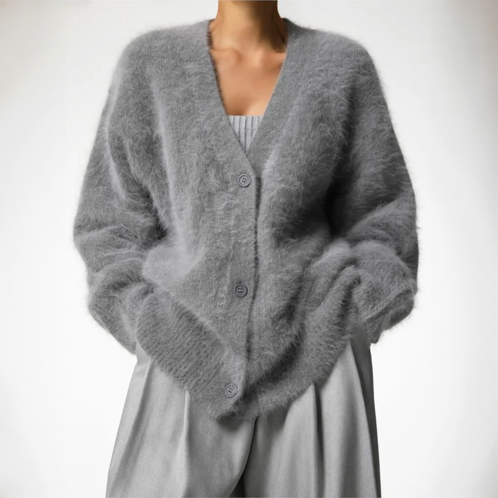 Women's Fluffy Knit Cardigan – Oversized Fit