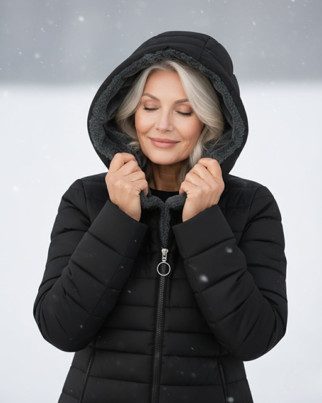 Women's Fleece-Lined Hooded Puffer Jacket – Cosy Winter Coat