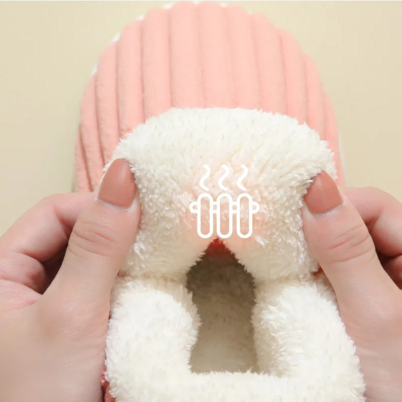 Women's Fleece-Lined Slipper Boots – Ribbed Cosy Ankle Boot Slippers