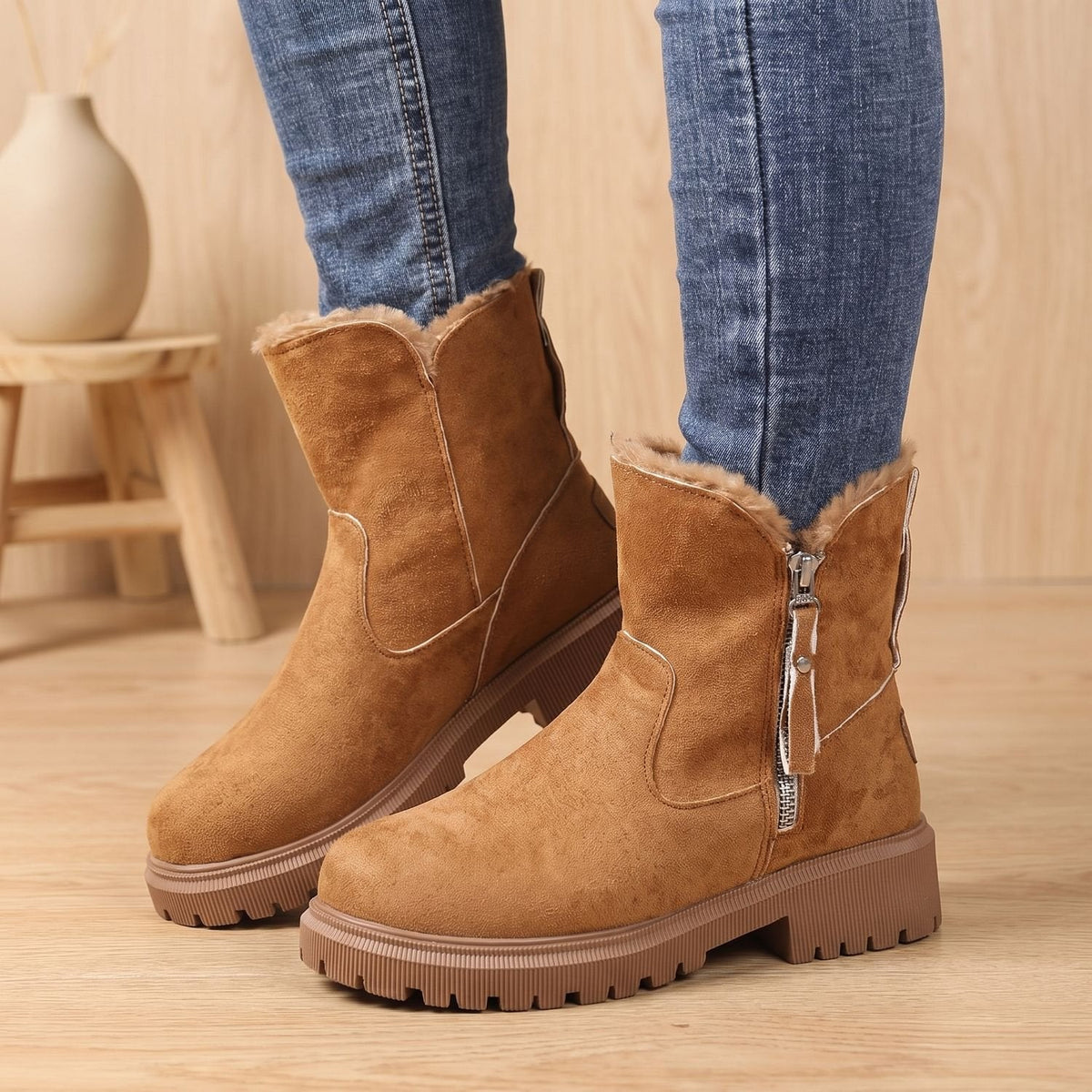 Women's Waterproof Ankle Boots Lugged Sole