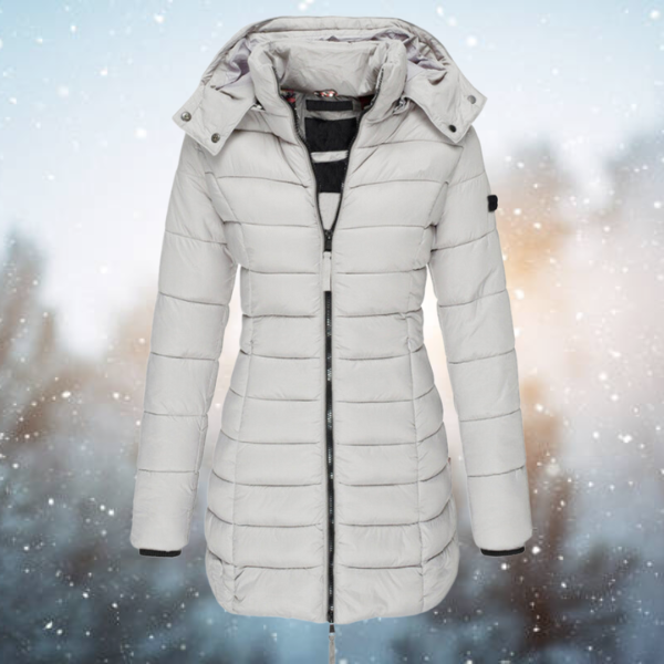 Women's Longline Quilted Puffer Coat Hooded – Grey