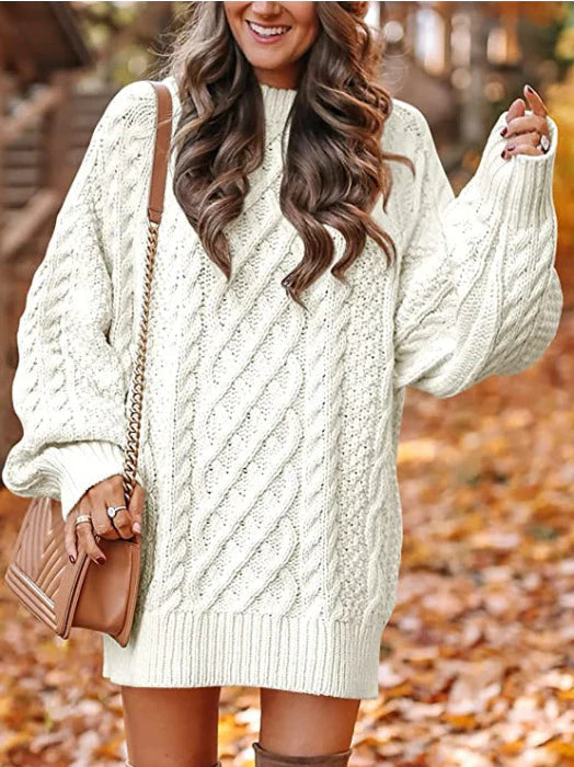 Women's Chunky Cable Knit Jumper Dress – Oversized Jumper