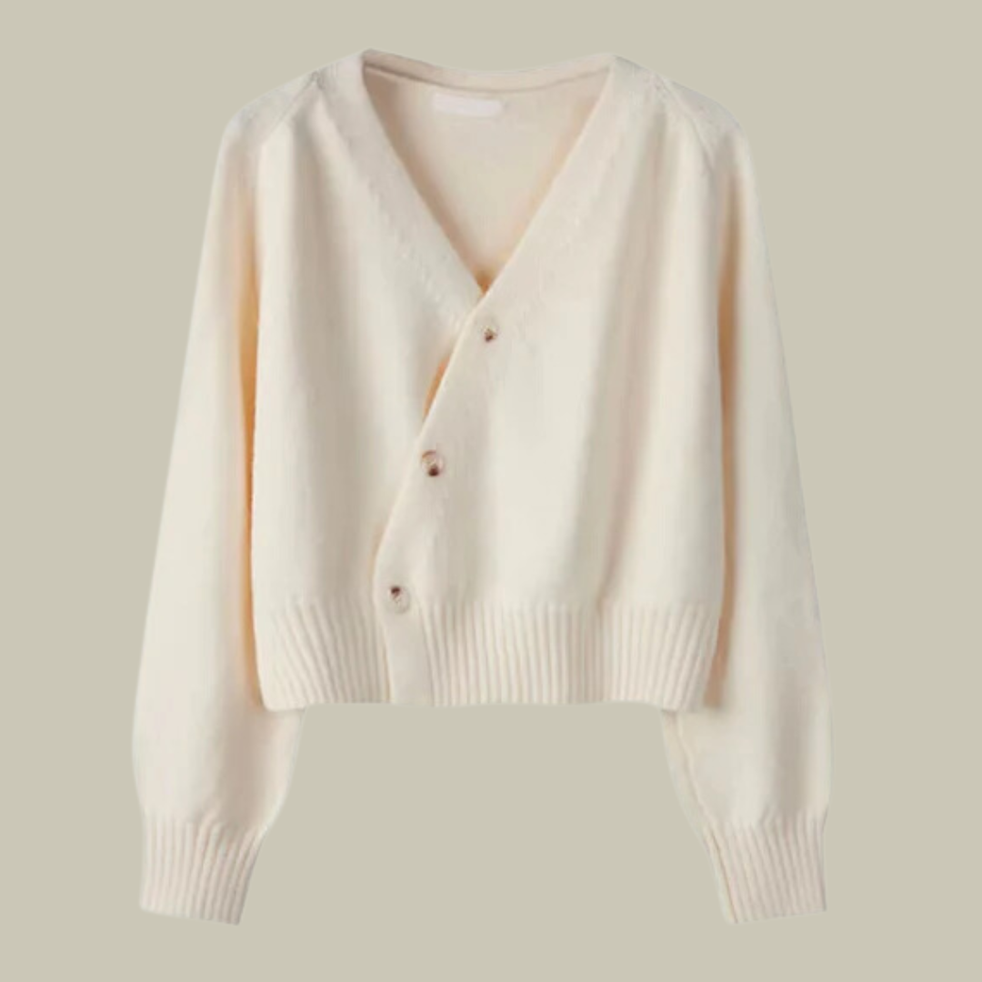 Women's Wool Blend Cardigan – Cross Button V-Neck Wrap Jumper