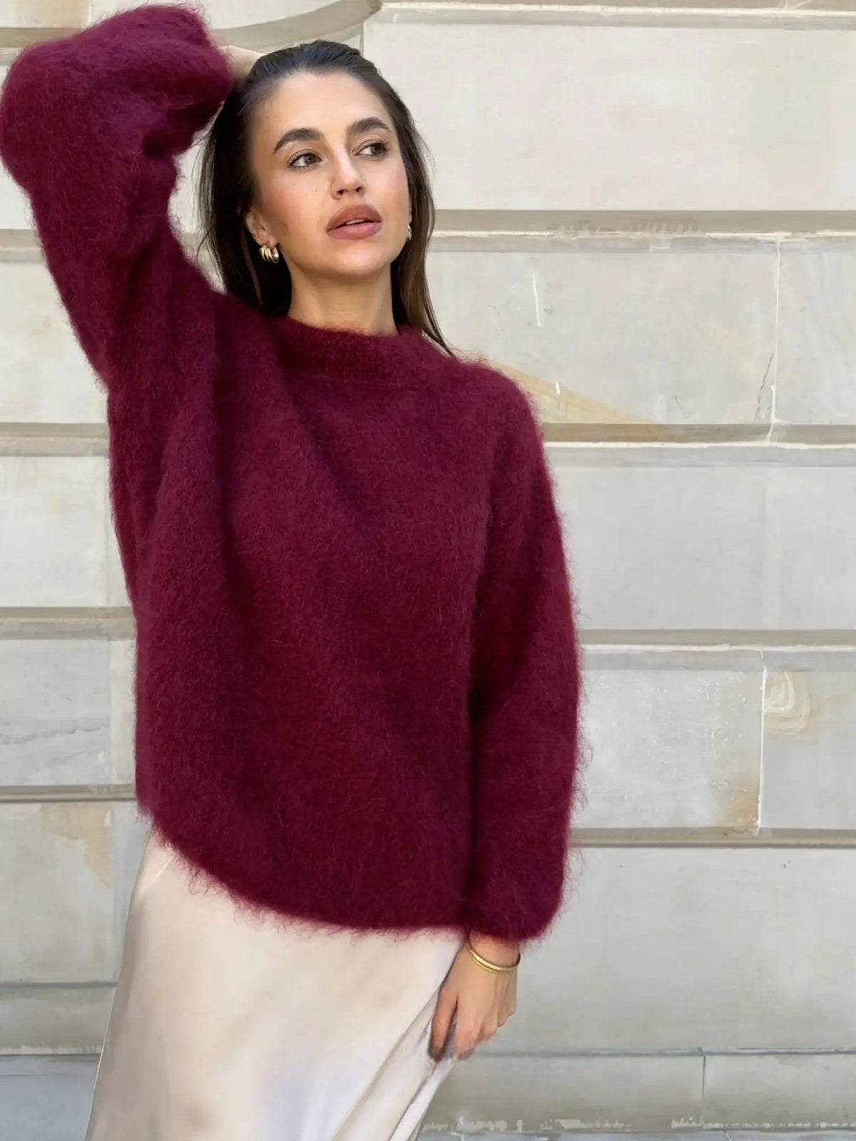 Women's Grey Oversized Mohair Jumper – Cosy Knit