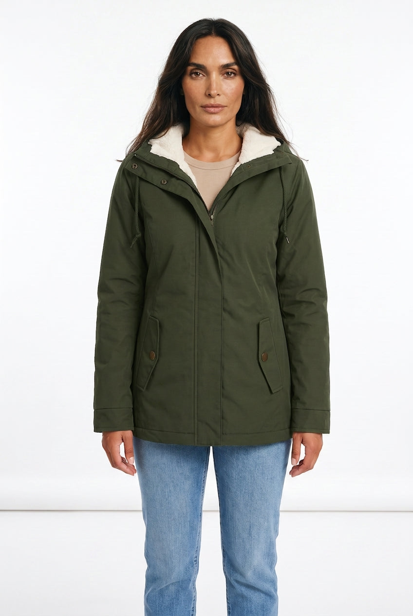 Women's Fleece-Lined Hooded Parka – Sherpa Winter Jacket