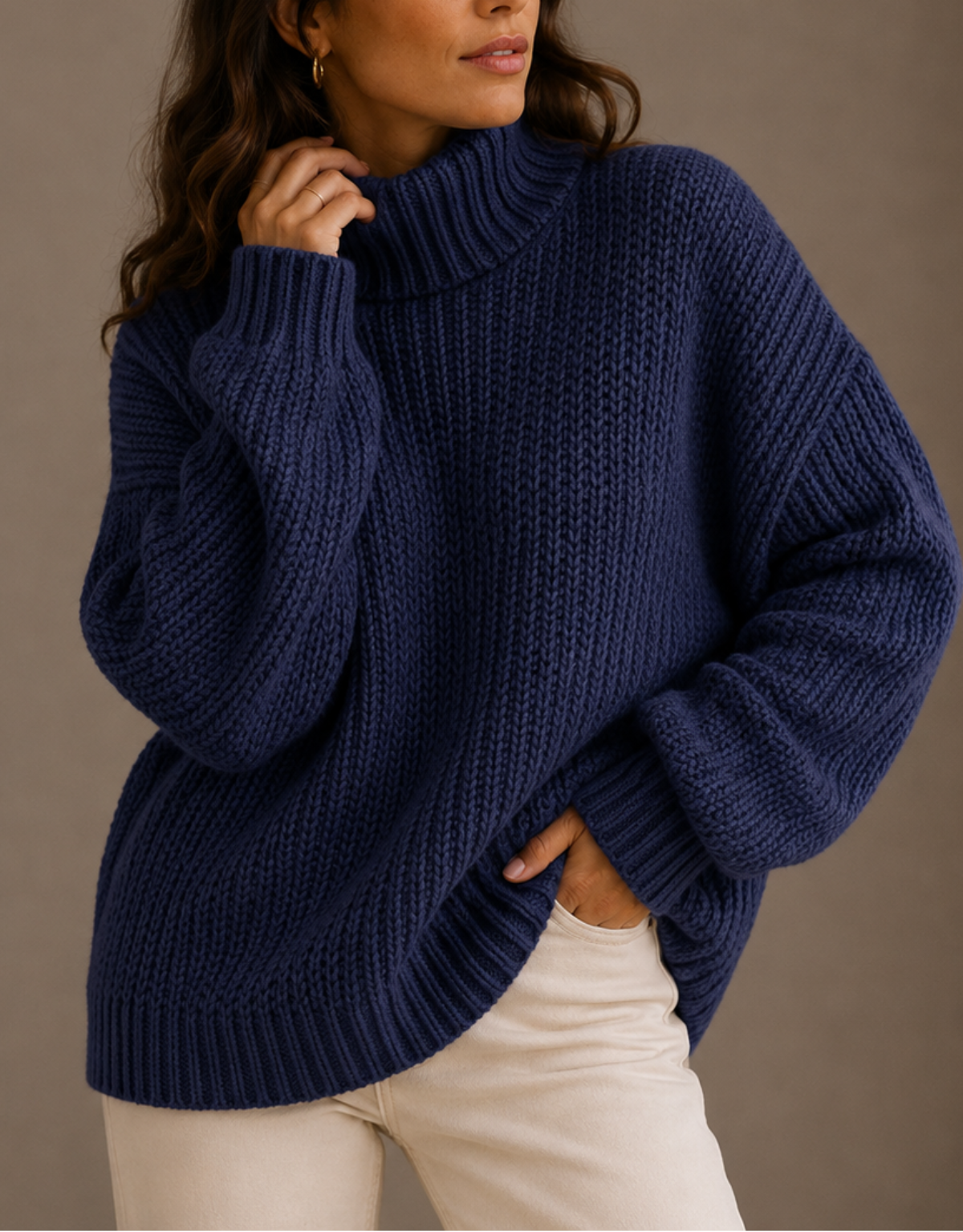 Women's Chunky Knit Turtleneck Jumper – Oversized Winter Sweater