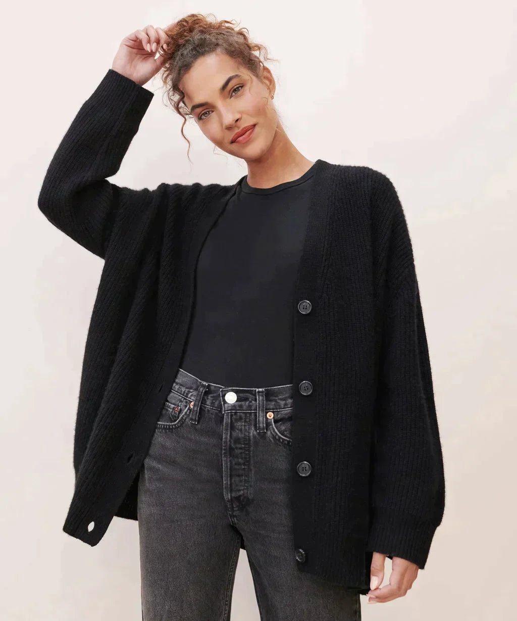 Women's Ribbed Knit Cardigan – Oversized Fit