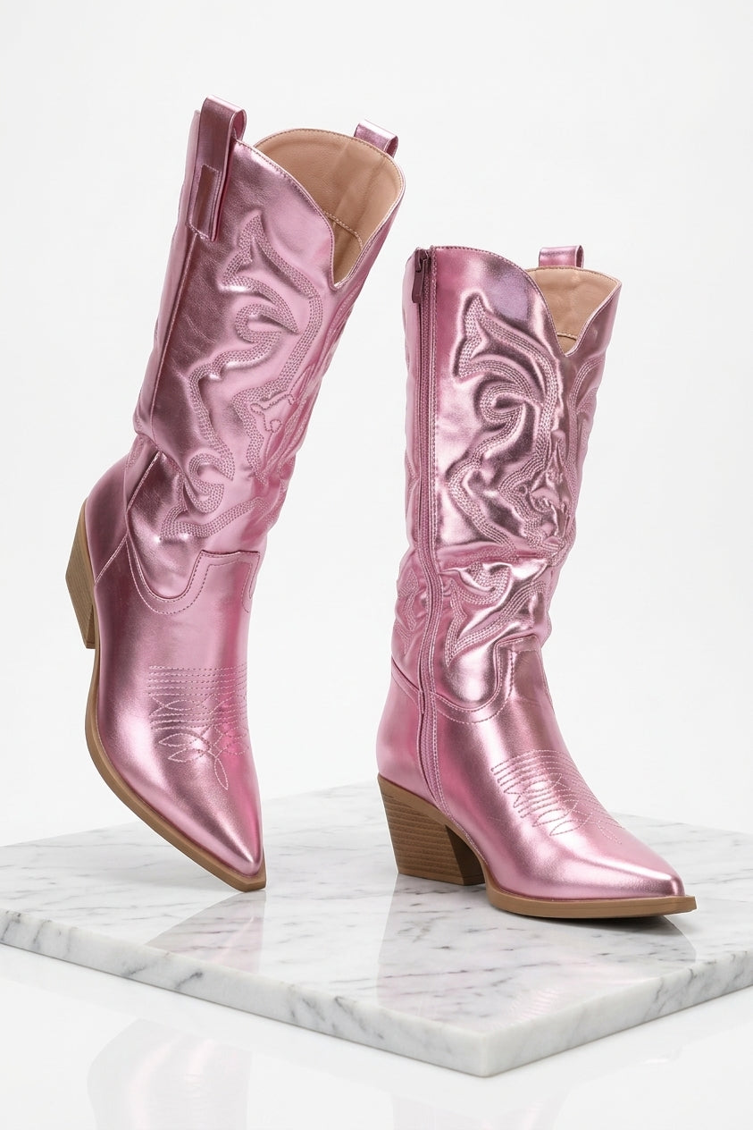 Women's Western Cowboy Boots – Pointed Toe Block Heel Boots
