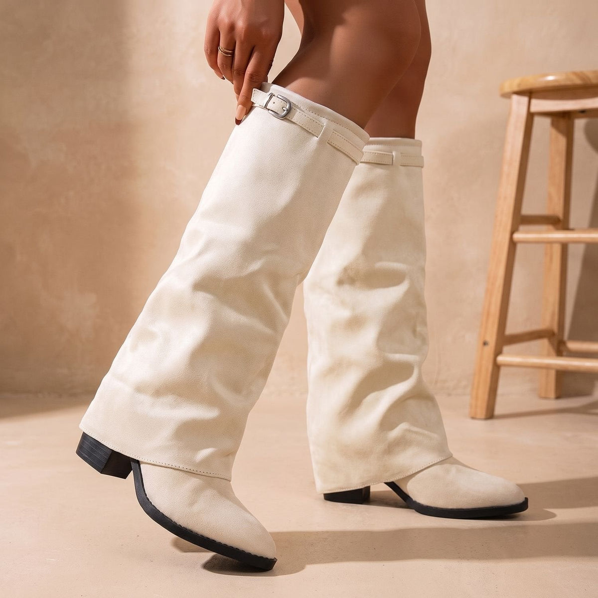 Women's Slouch Knee-High Block Heel Boots