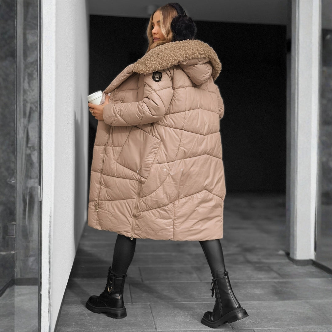 Women's Longline Quilted Puffer Coat – Teddy Hood