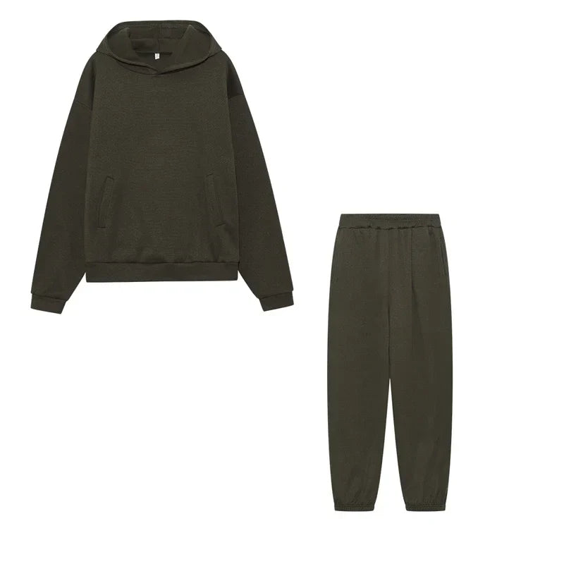 Women's Cropped Hoodie & Jogger Co-ord Set, Oversized Loungewear