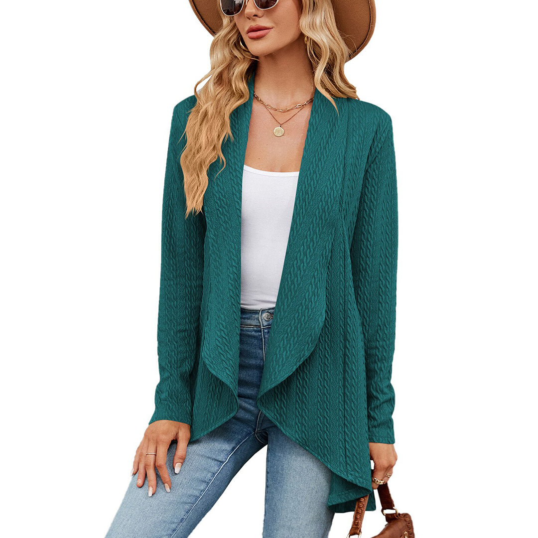 Women's Cable Knit Waterfall Cardigan – Open Front Layering Coat