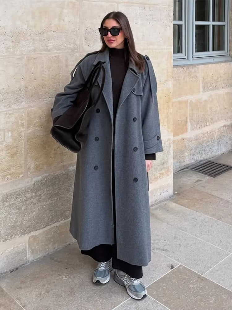 Women's Wool Trench Coat – Belted Winter Coat