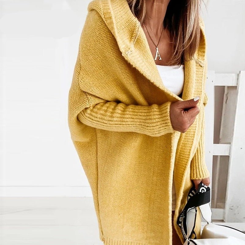 Women's Chunky Knit Hooded Cardigan