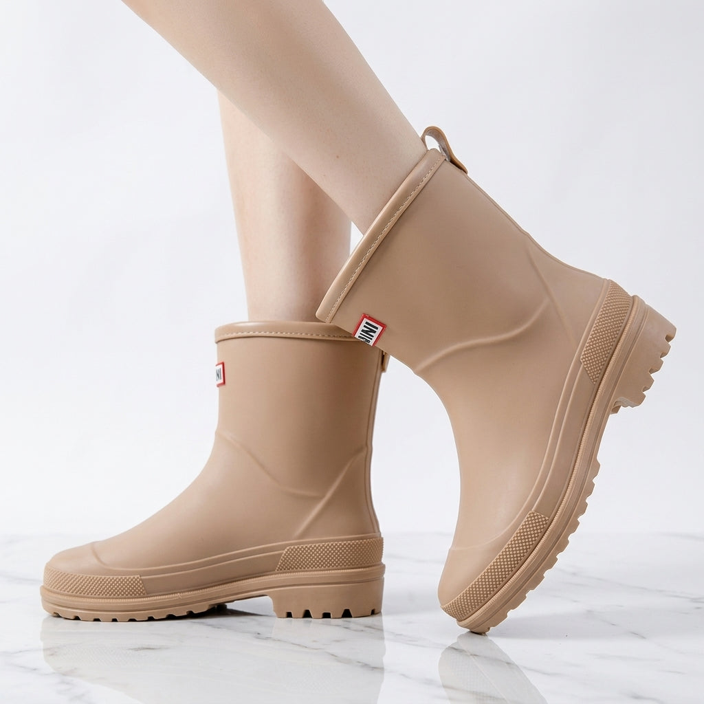 Women's Waterproof Mid-Calf Rain Boots with Non-Slip Sole