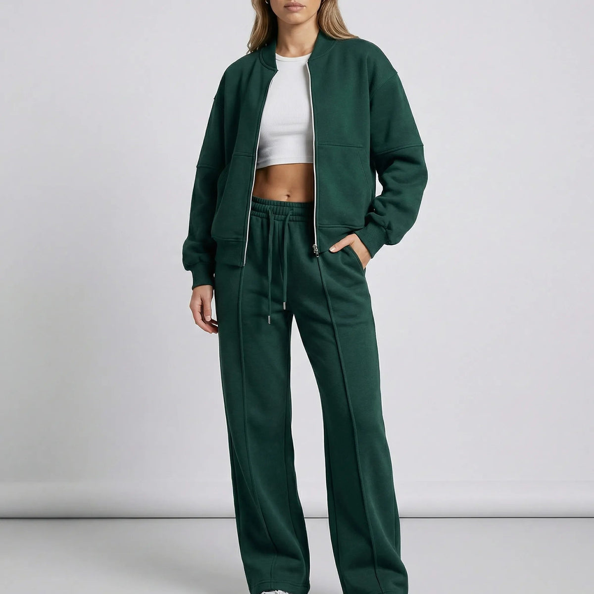 Women's Bomber Jacket & Wide Leg Trousers Co-ord Set